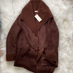 NWT Solitaire Dark Brown Shearling and Suede Women's Penny Lane Coat
